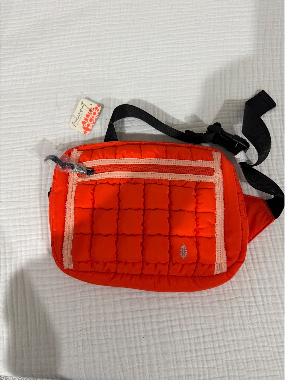 FP Movement Free People Quilted Muff Sling Bag Orange Sherpa